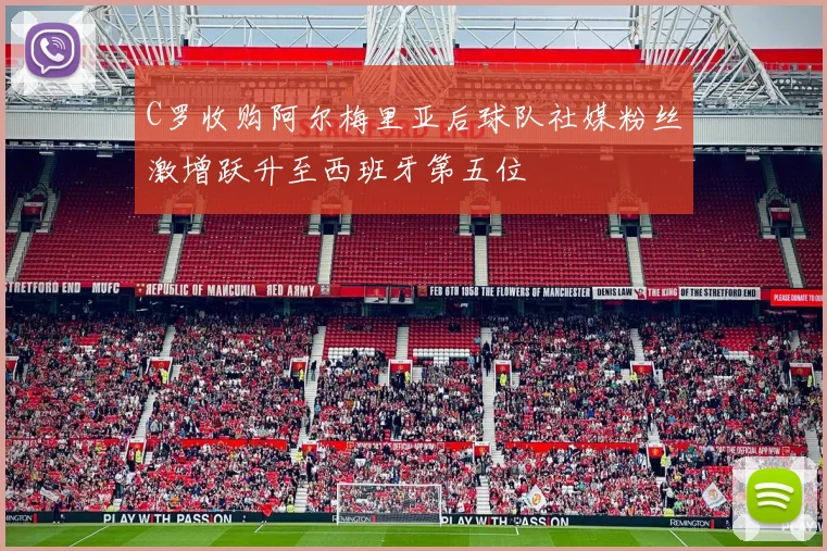 C罗收购阿尔梅里亚后球队社媒粉丝激增跃升至西班牙第五位
